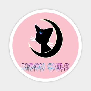 Moon Child Black Cat Galaxy Aesthetic Witchy Wiccan Pastel Gothic Boho Hipster Magnet